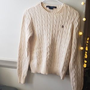 Cream Cable Ralph Lauren Crew Neck Sweater